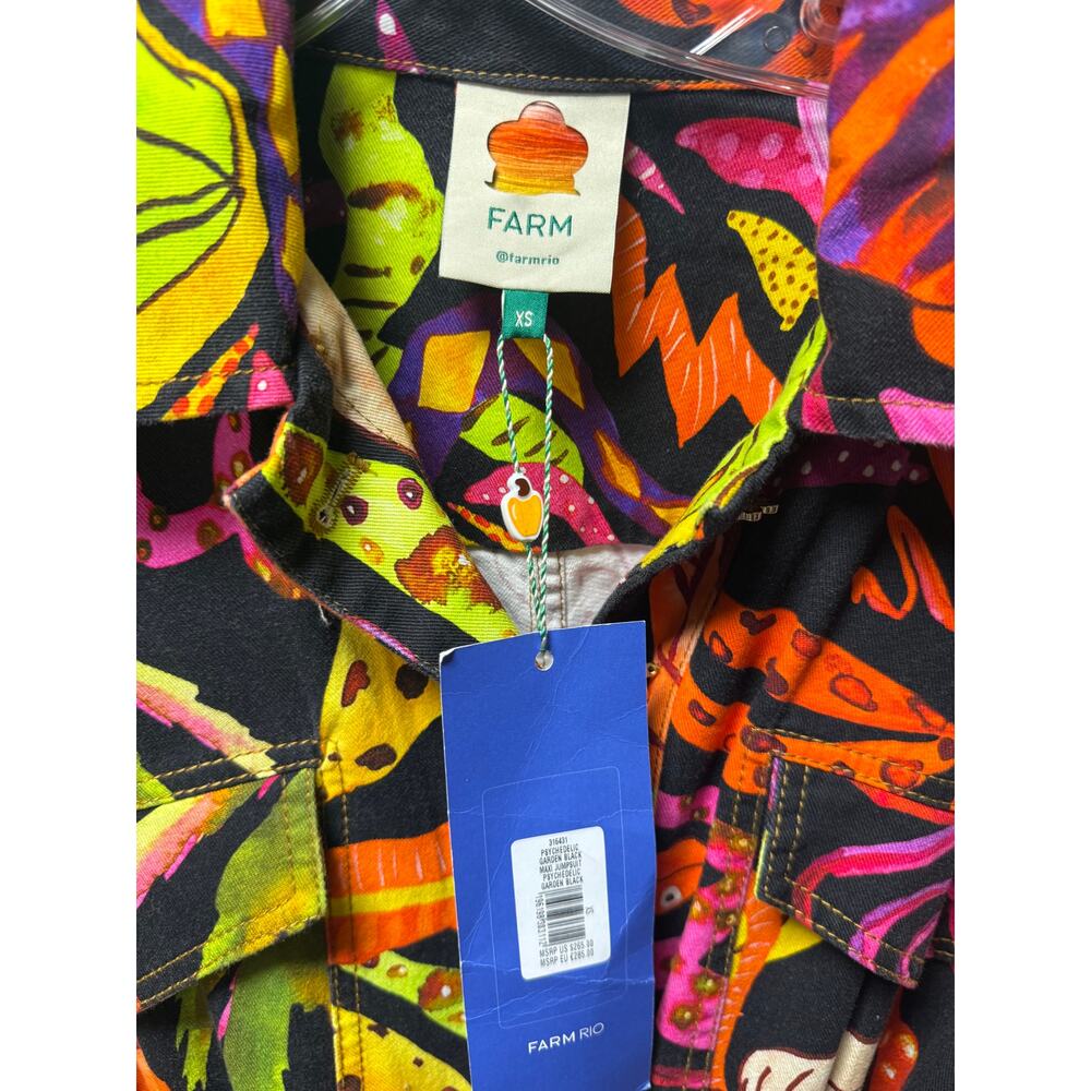 NEW Farm Rio Psychedelic Garden Jumpsuit Black Size XS - Picture 8 of 9